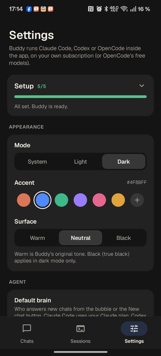 Buddy's settings and setup guide
